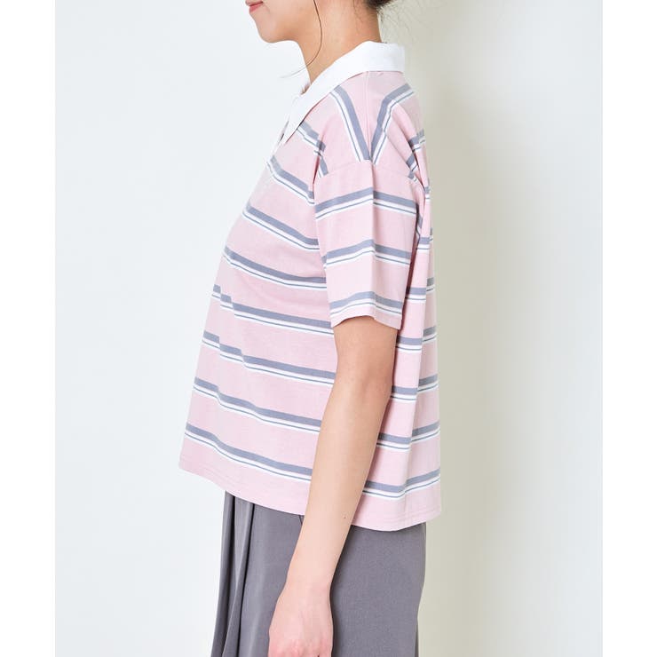 ボーダーポロ襟刺繍半袖Ｔシャツ | GORGE  | 詳細画像16 