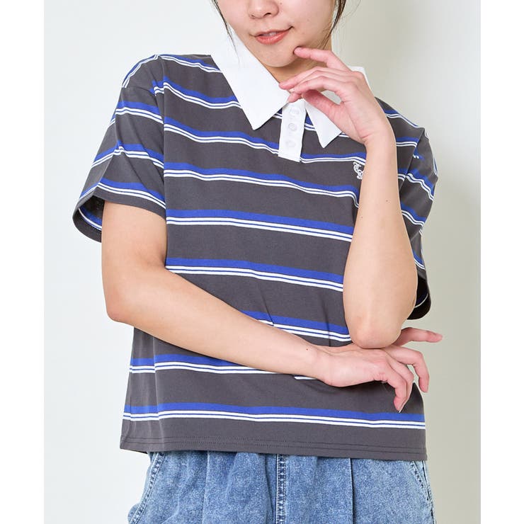 ボーダーポロ襟刺繍半袖Ｔシャツ | GORGE  | 詳細画像3 