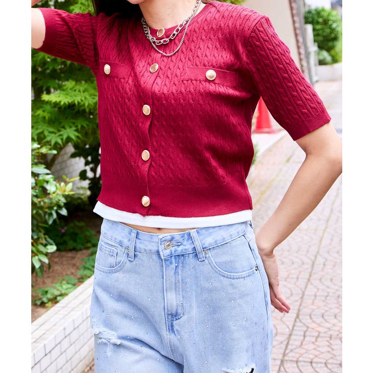 《金ボタン×コンパクト》上品見え半袖ニットカーデ | GORGE  | 詳細画像9 