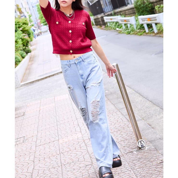 《金ボタン×コンパクト》上品見え半袖ニットカーデ | GORGE  | 詳細画像10 