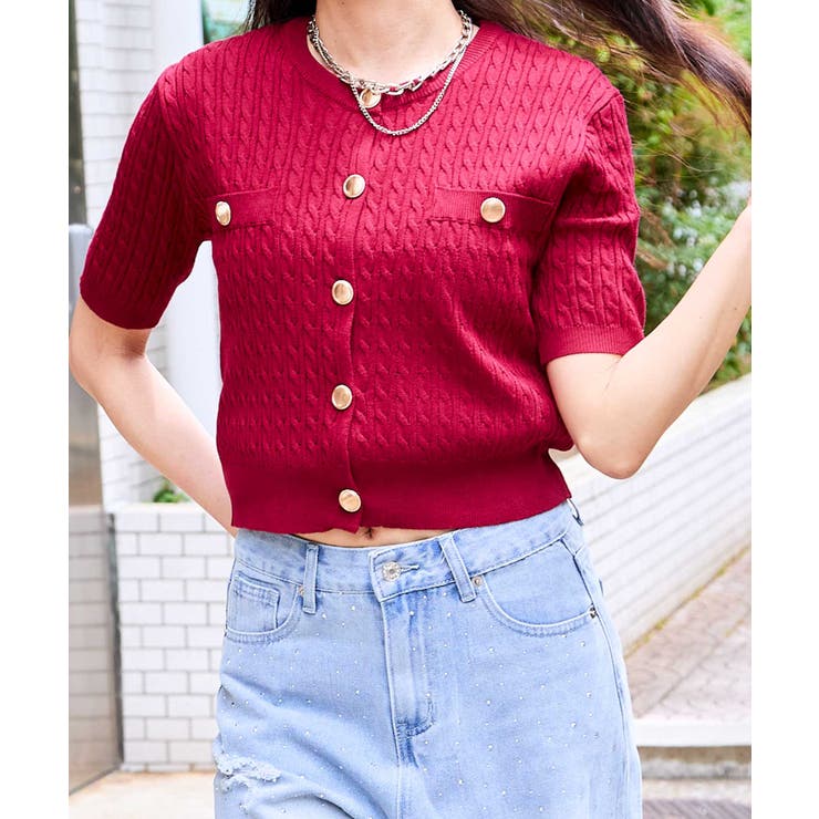 美品【Ferragamo】半袖 ニット バイカラー 赤 綿 ツートン ブランド フェラガモ 二つ折り財布/ミニ財布 財布 レディース ガンチーニ