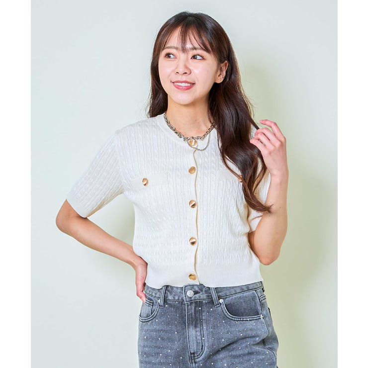 《金ボタン×コンパクト》上品見え半袖ニットカーデ | GORGE  | 詳細画像2 