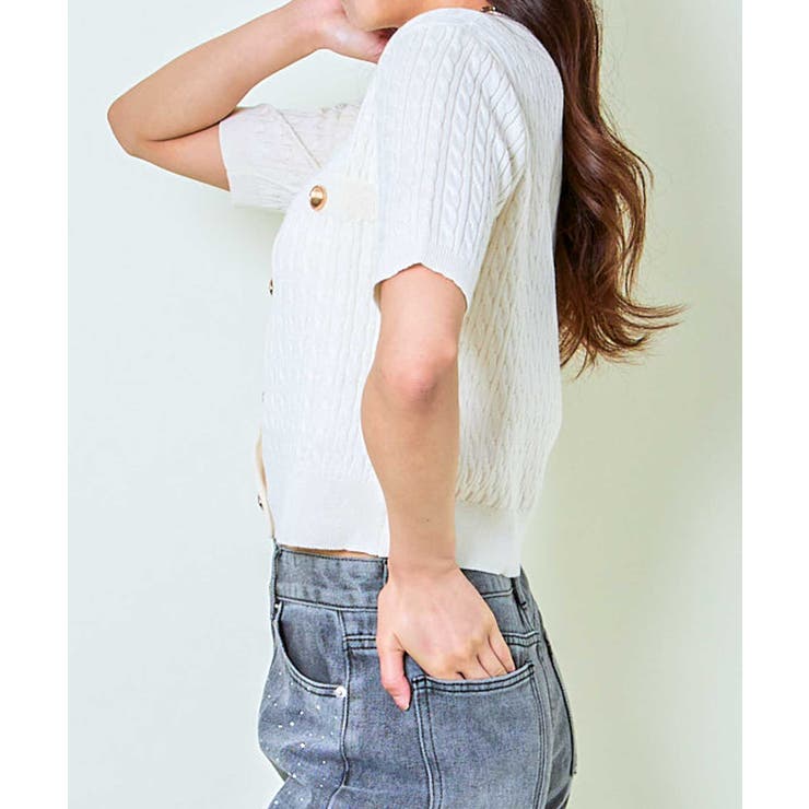 《金ボタン×コンパクト》上品見え半袖ニットカーデ | GORGE  | 詳細画像3 