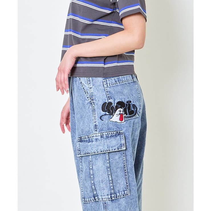 新品　23年モデル　エムズグレイシー　バッグポケット刺繍付きスリムデニムパンツ BACK POCKET EMBROIDERY SHIRRING DENIM PANTS / バッグポケット