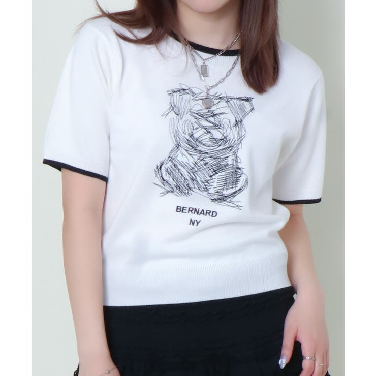 オフホワイト | シシュウブルドッグ半袖ニットプルオーバー | GORGE 