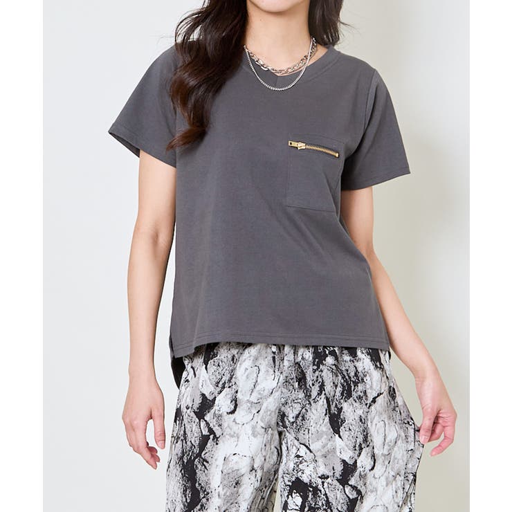 《ZIP付きポケT》Vネックカットソー／こなれ感プラス | GORGE  | 詳細画像8 