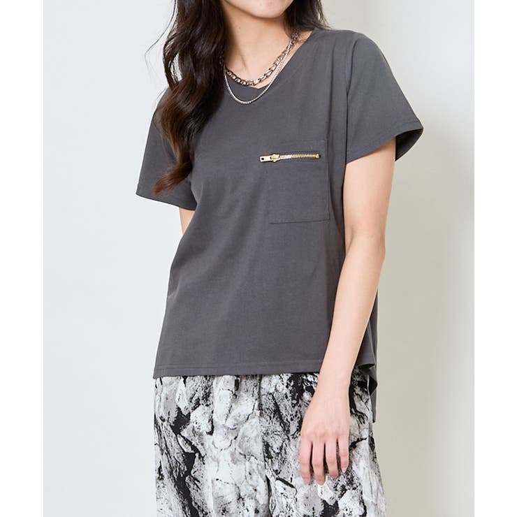 《ZIP付きポケT》Vネックカットソー／こなれ感プラス | GORGE  | 詳細画像9 