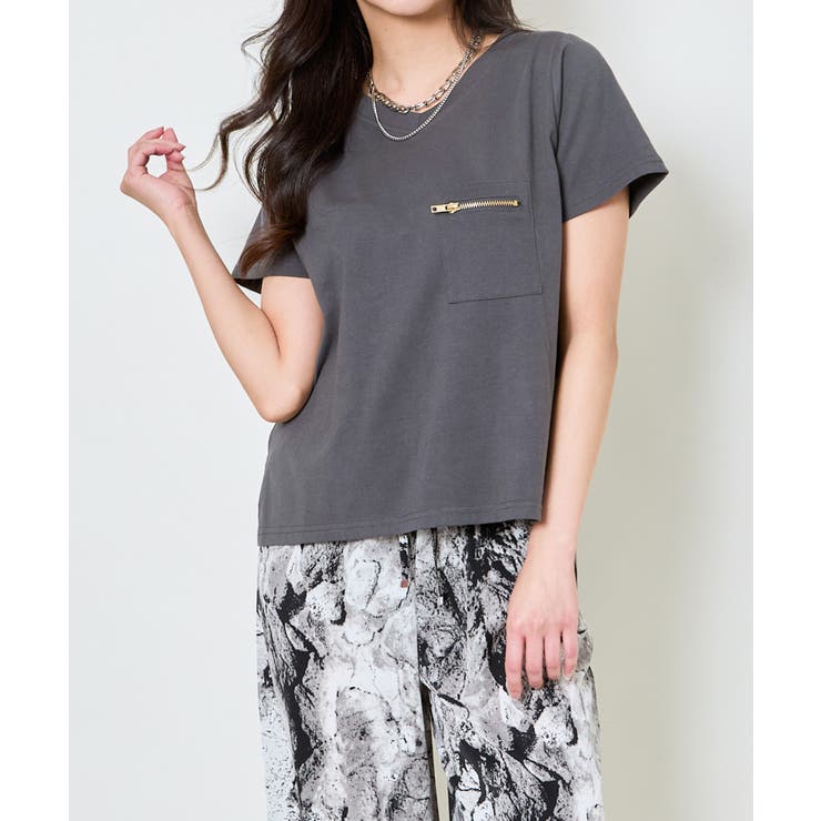 《ZIP付きポケT》Vネックカットソー／こなれ感プラス | GORGE  | 詳細画像11 