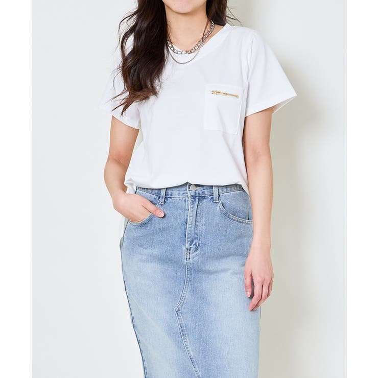 《ZIP付きポケT》Vネックカットソー／こなれ感プラス | GORGE  | 詳細画像12 