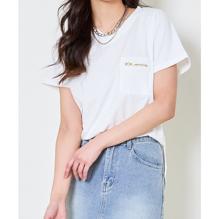 《ZIP付きポケT》Vネックカットソー／こなれ感プラス | GORGE  | 詳細画像13 