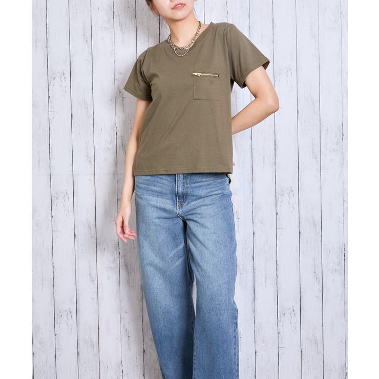 《ZIP付きポケT》Vネックカットソー／こなれ感プラス | GORGE  | 詳細画像20 