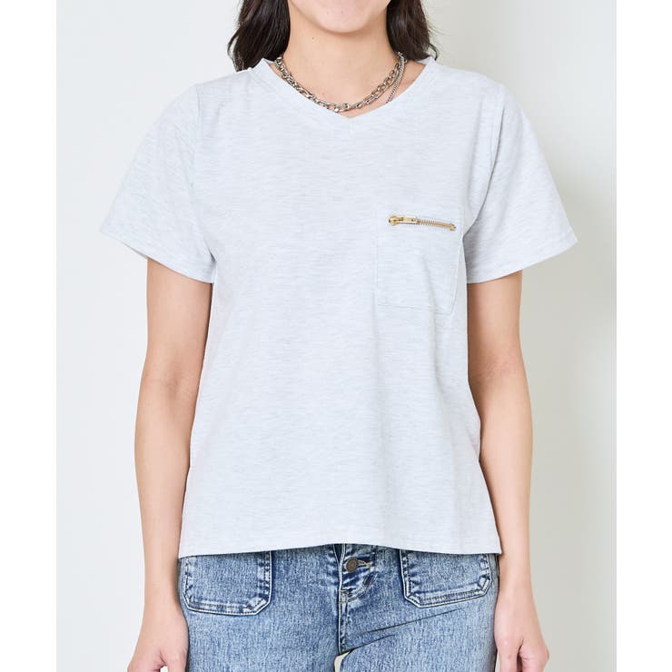 《ZIP付きポケT》Vネックカットソー／こなれ感プラス | GORGE  | 詳細画像22 