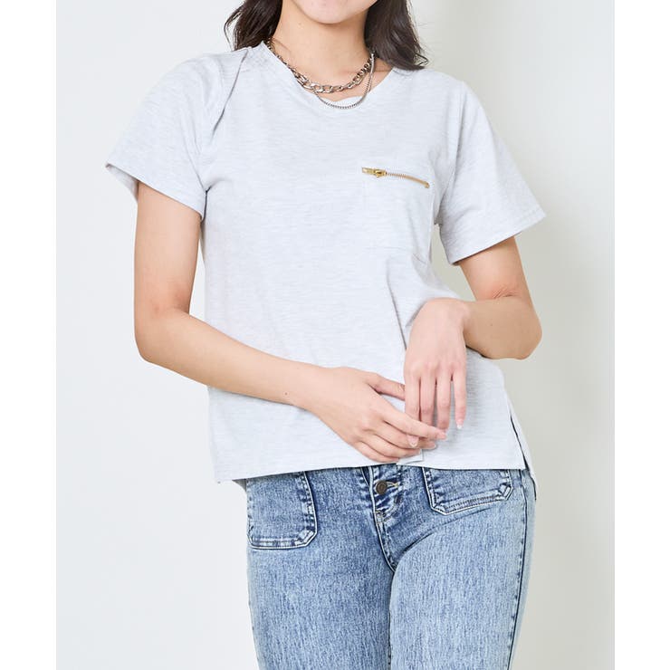 Ｌ／ＧＹ | 《ZIP付きポケT》Vネックカットソー／こなれ感プラス | GORGE 