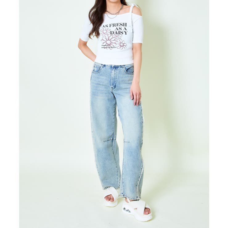 ワンショルテレコ花ラメ半袖トップス | GORGE  | 詳細画像8 