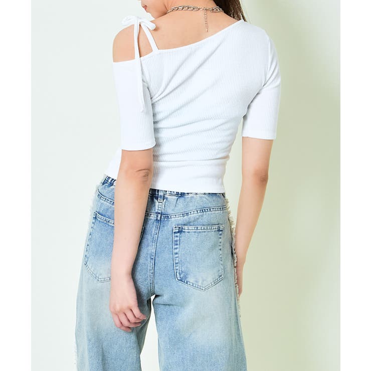 ワンショルテレコ花ラメ半袖トップス | GORGE  | 詳細画像10 