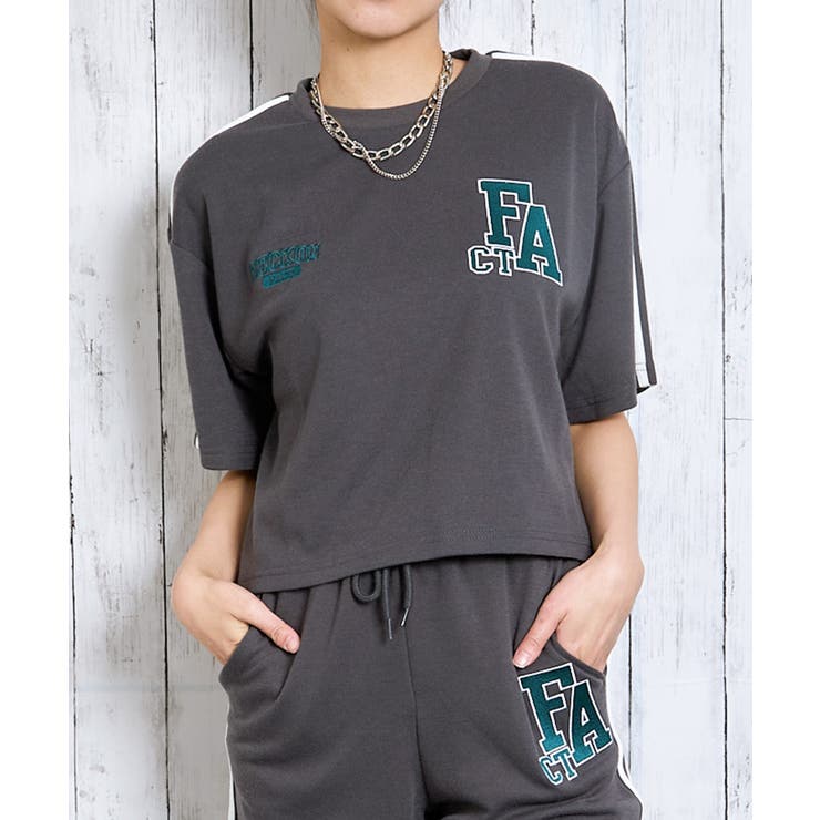 《ライン袖×ロゴ刺繍》ゆるっとスポMIXトップス | GORGE  | 詳細画像7 