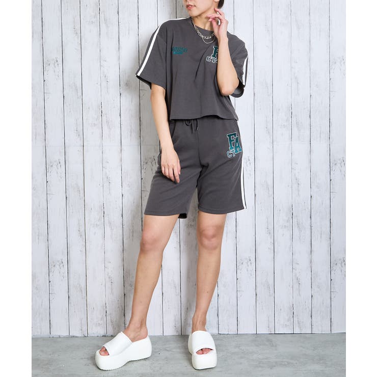 《ライン袖×ロゴ刺繍》ゆるっとスポMIXトップス | GORGE  | 詳細画像8 