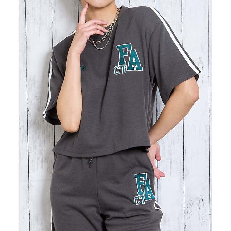 《ライン袖×ロゴ刺繍》ゆるっとスポMIXトップス | GORGE  | 詳細画像5 