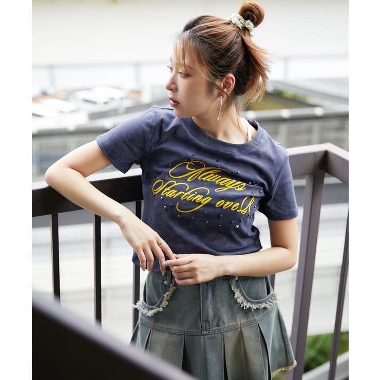 《スタッズ×ロゴアート》ムラ感Tシャツ／エモ映えモード	 | GORGE  | 詳細画像7 