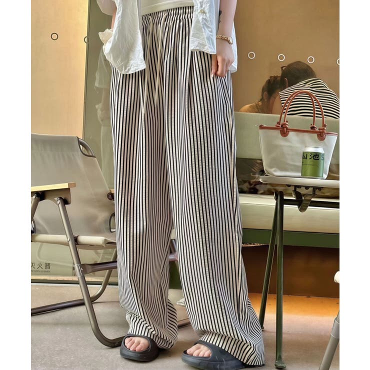 《ゆる映え柄パンツ》ストライプ＆チェック／楽ちん美ラインワイド | GORGE  | 詳細画像8 