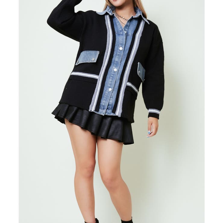 ジャケット・アウター mini カジュアル ニットジャケット ブルゾン風アウター[品番