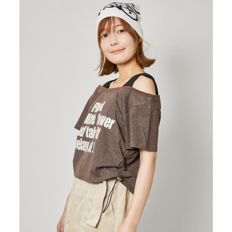 ブラウン | レディース 半袖Ｔシャツ リブタンクドッキング | GORGE 