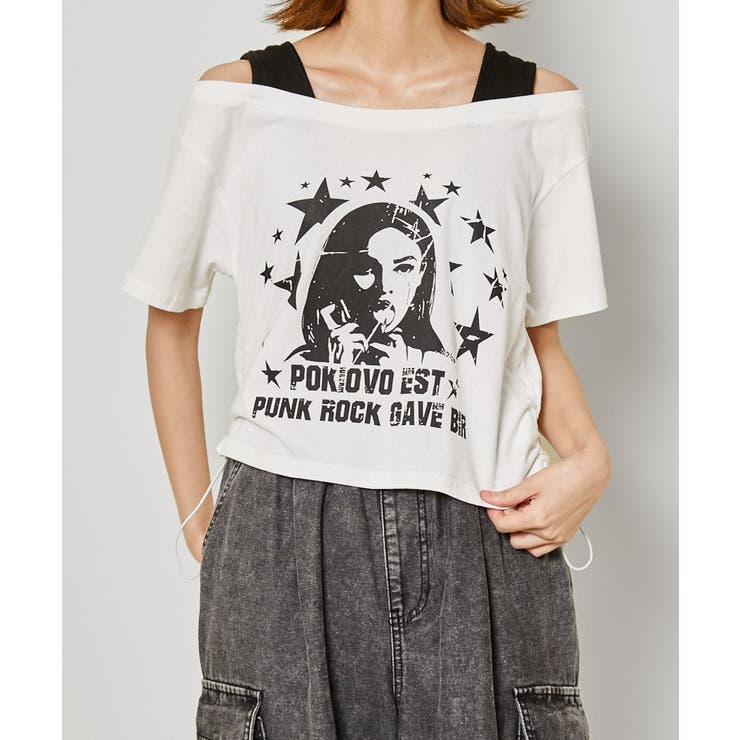 オフホワイト | レディース 半袖Ｔシャツ リブタンクドッキング | GORGE 