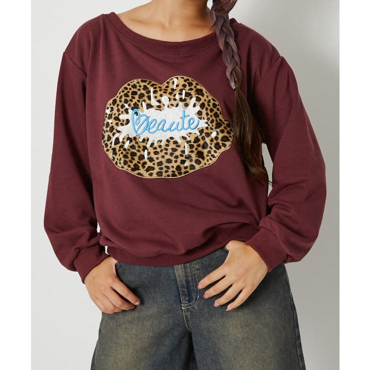 Ｄ | 《オフショル風シルエット》レディース 裏毛 スウェット 長袖 トップス 春夏秋 | GORGE 