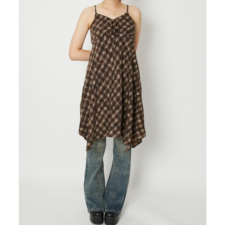 《イレヘム×チェック柄》レディース キャミワンピース カジュアル 春夏秋 | GORGE  | 詳細画像2 