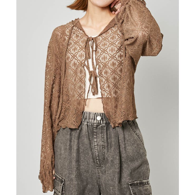 《透け感×レースアップ》甘さと抜け感を両立するレースシャツパーカー | GORGE  | 詳細画像7 