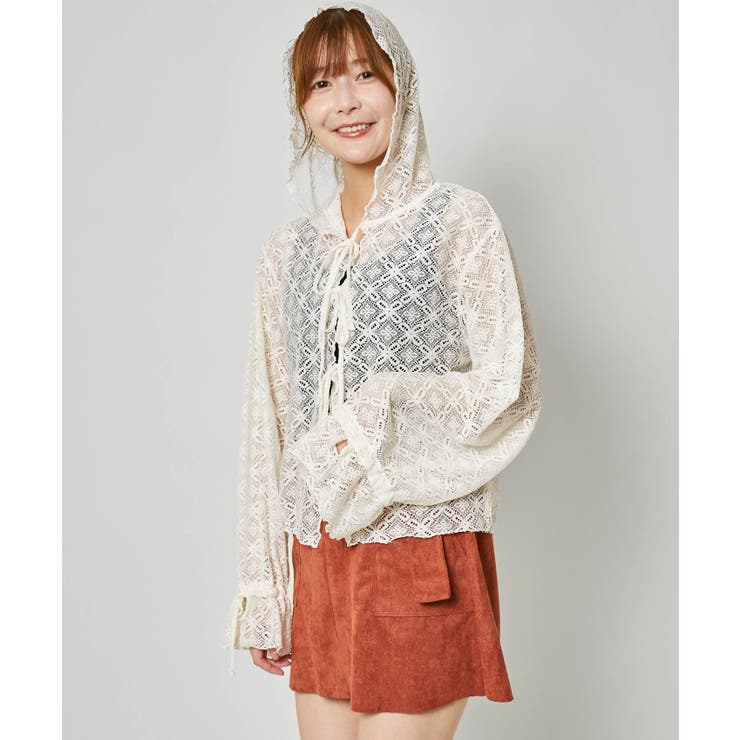 《透け感×レースアップ》甘さと抜け感を両立するレースシャツパーカー | GORGE  | 詳細画像1 
