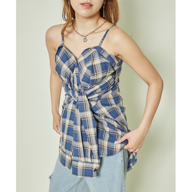 ブルー | 《ゆるっと3WAY》チェックシャツ／こなれアレンジ自在 | GORGE 