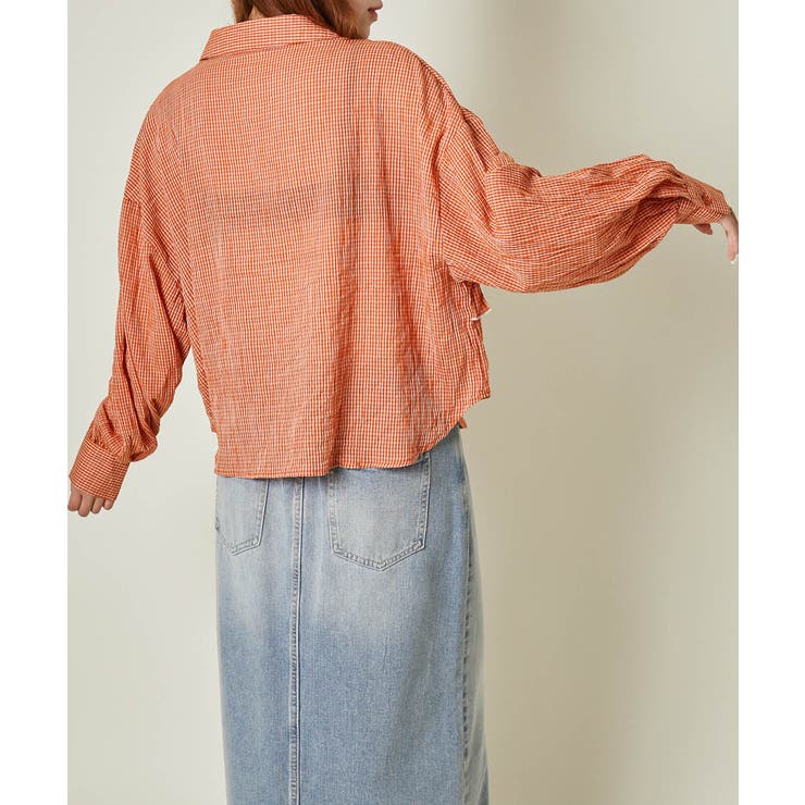 《動き映えフリル×チェック柄》レディース シャツ ブラウス 体型カバー 春夏秋 | GORGE  | 詳細画像3 