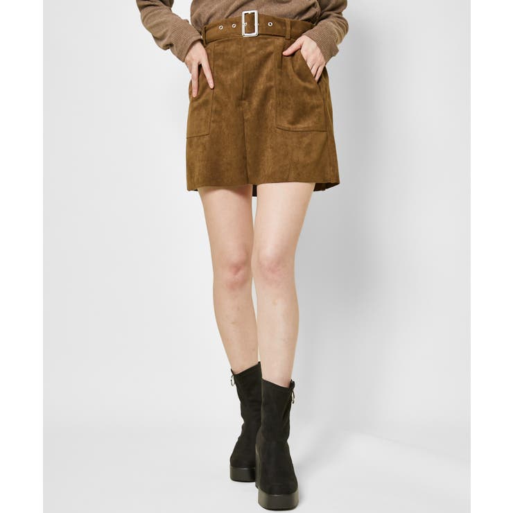 《高見え素材×美シルエット》着回し力抜群！ベルト付きスエード風ミニスカート | GORGE  | 詳細画像5 
