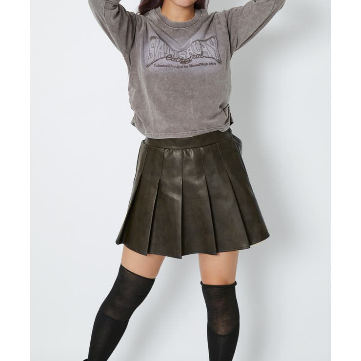 《フェイクレザー×プリーツ》レディース ミニスカート 台形 | GORGE  | 詳細画像5 