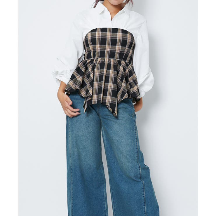 《ドッキング風デザイン》レディース チュニック 袖タック | GORGE  | 詳細画像2 