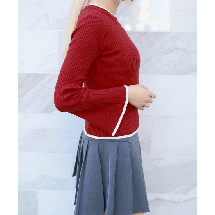 《配色フレア袖》レディース リブニット 長袖トップス 秋冬 | GORGE  | 詳細画像11 
