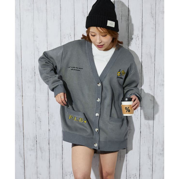 《フラワージャガード×ロゴデザイン》レディース ニットカーディガン ゆったりシル… | GORGE  | 詳細画像7 