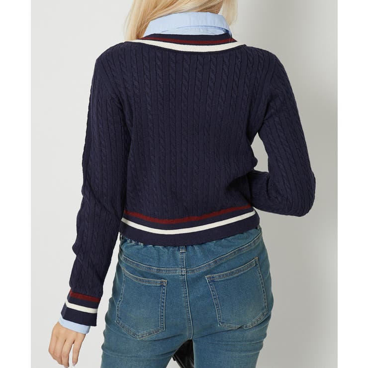 《ドッキング×フェイクレイヤード》レディース 細ケーブル ニット | GORGE  | 詳細画像10 