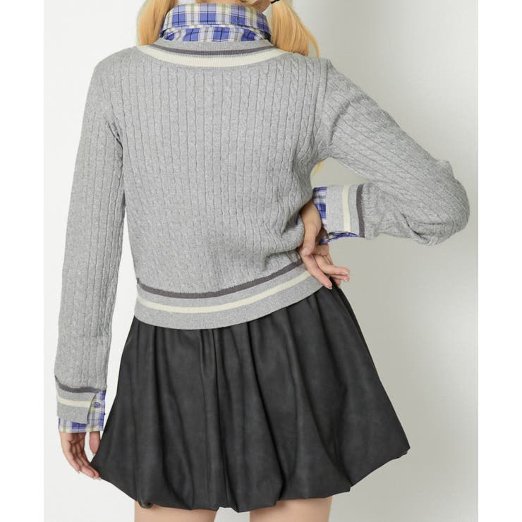 《ドッキング×フェイクレイヤード》レディース 細ケーブル ニット | GORGE  | 詳細画像3 