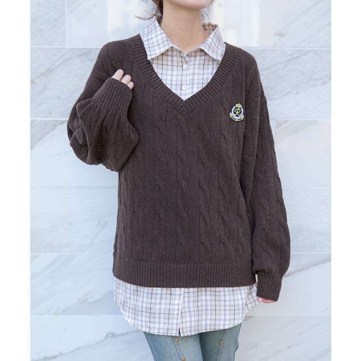 ブラウン | レディース ケーブルニット チュニック | GORGE 