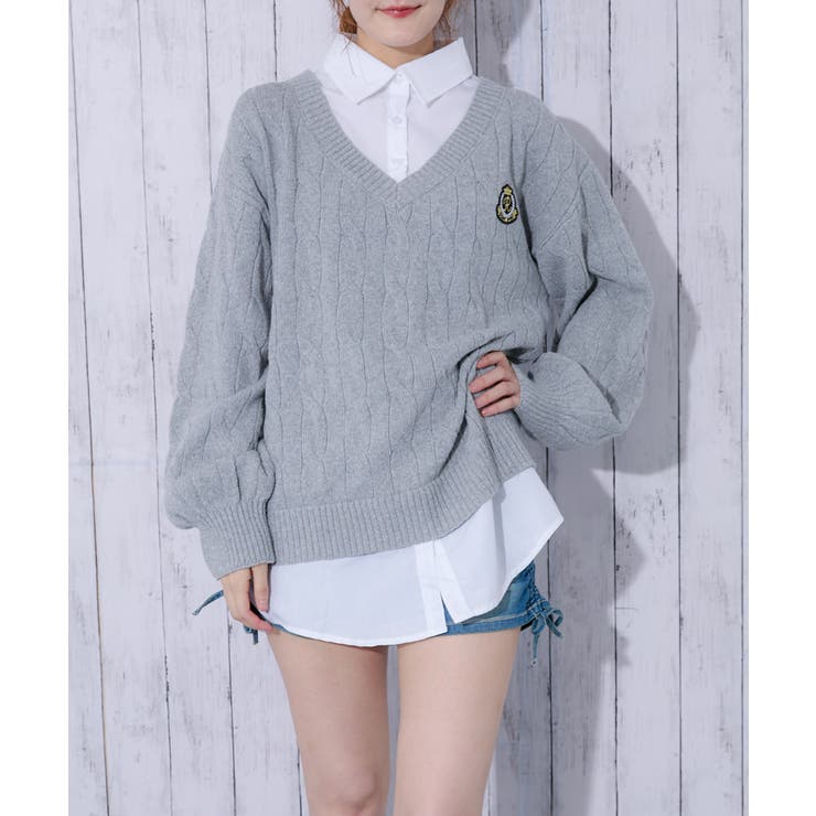 グレー | レディース ケーブルニット チュニック | GORGE 