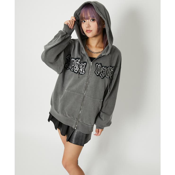 《アップリケ×刺繍×ストーン装飾》レディース 裏毛 ジップパーカー | GORGE  | 詳細画像7 