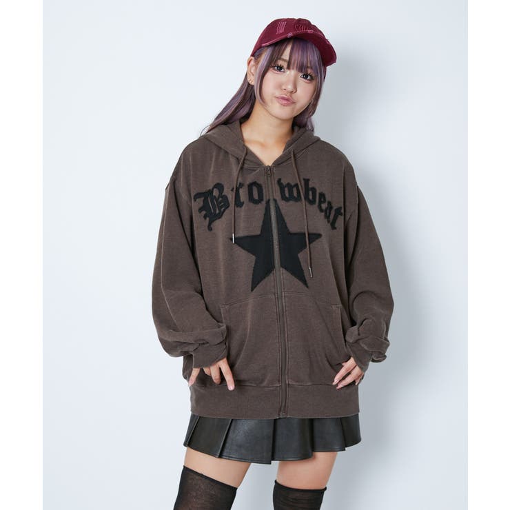 《ビッグスターアップリケ》レディース 裏毛 ジップパーカー | GORGE  | 詳細画像2 