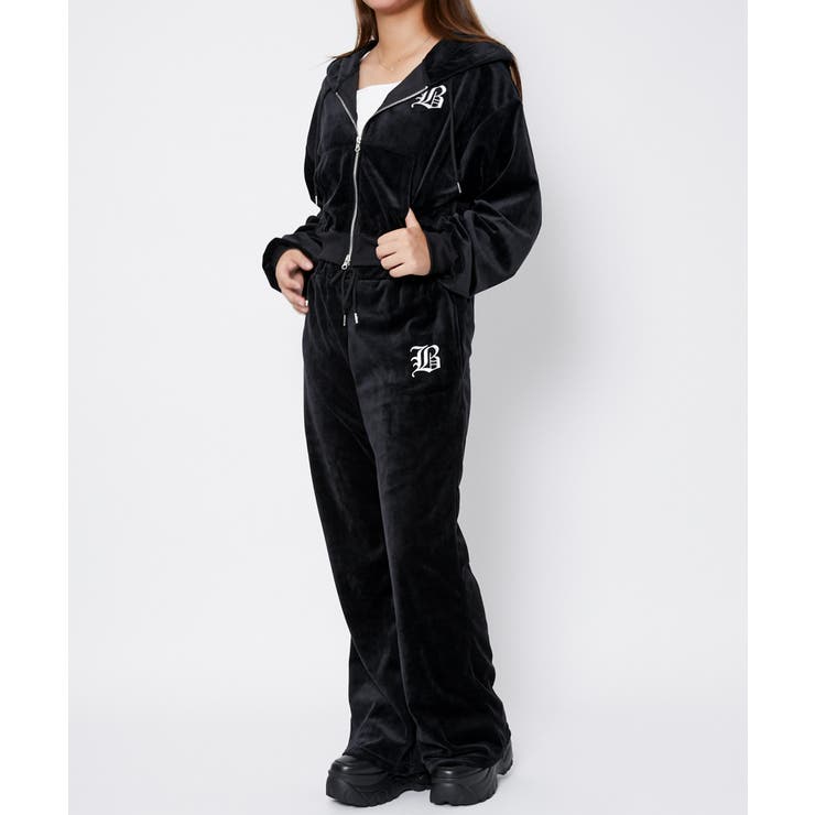 《ベロア×フレアシルエット》レディース ロゴ刺繍パンツ セットアップ対応 秋冬 | GORGE  | 詳細画像3 