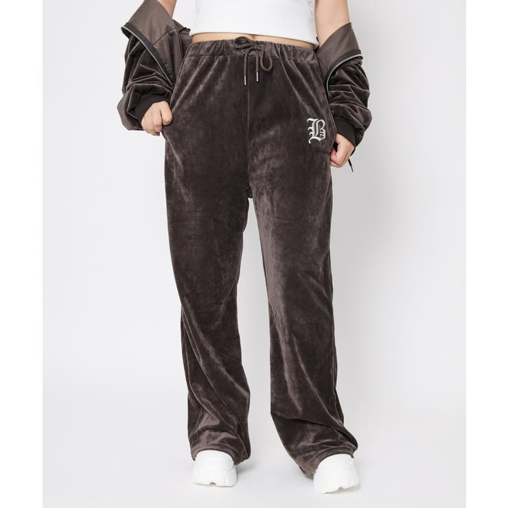 《ベロア×フレアシルエット》レディース ロゴ刺繍パンツ セットアップ対応 秋冬 | GORGE  | 詳細画像8 