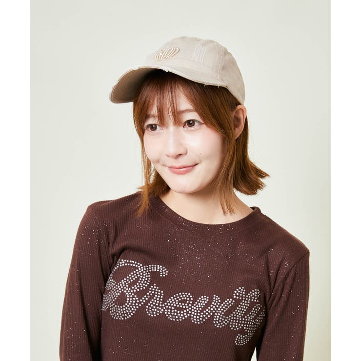 ベージュ | 《ヴィンテージ風ダメージ×立体ロゴ刺繍》ダメージロゴキャップ ユニセックス カジ… | GORGE 