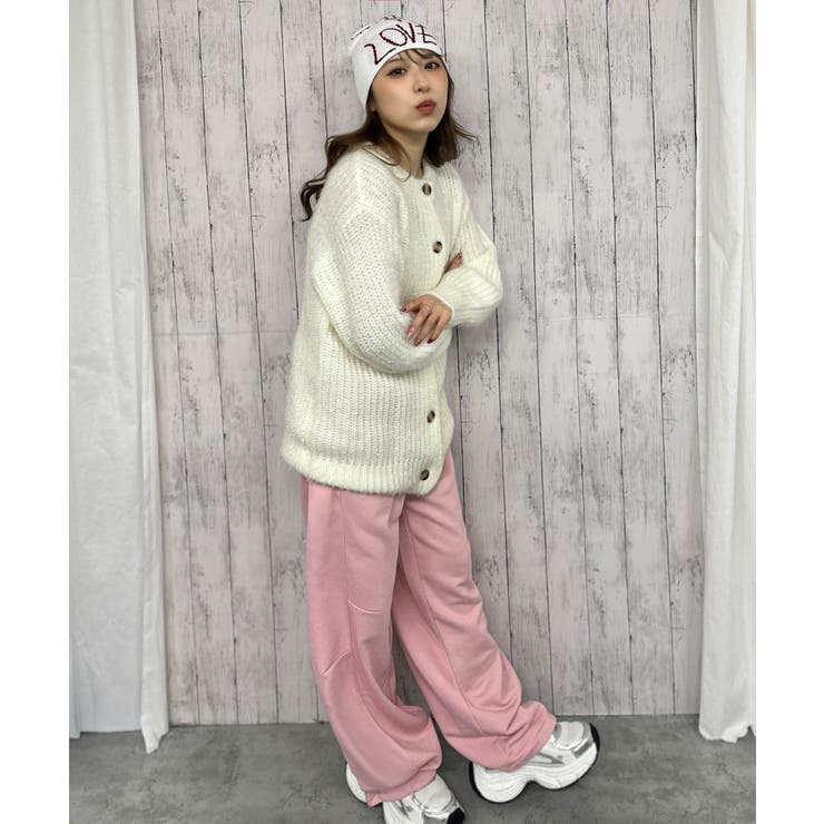 ピンク | 《裾ドロスト×ゆるストレート》レディース スウェットパンツ カーブシルエット | GORGE 