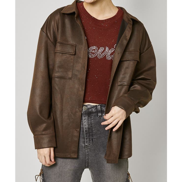 《フェイクレザー見え×ゆるシルエット》一枚でサマ見え！合皮風ポンチジャケット | GORGE  | 詳細画像10 