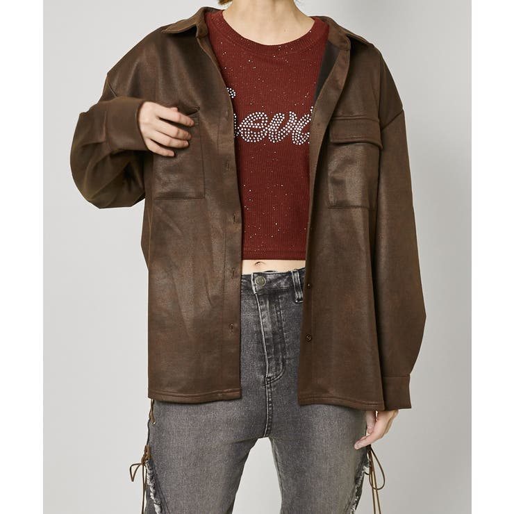 《フェイクレザー見え×ゆるシルエット》一枚でサマ見え！合皮風ポンチジャケット | GORGE  | 詳細画像11 